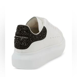 Alexander McQueen Women's Oversized Sneaker in White/Jet Black Crystals 38.5